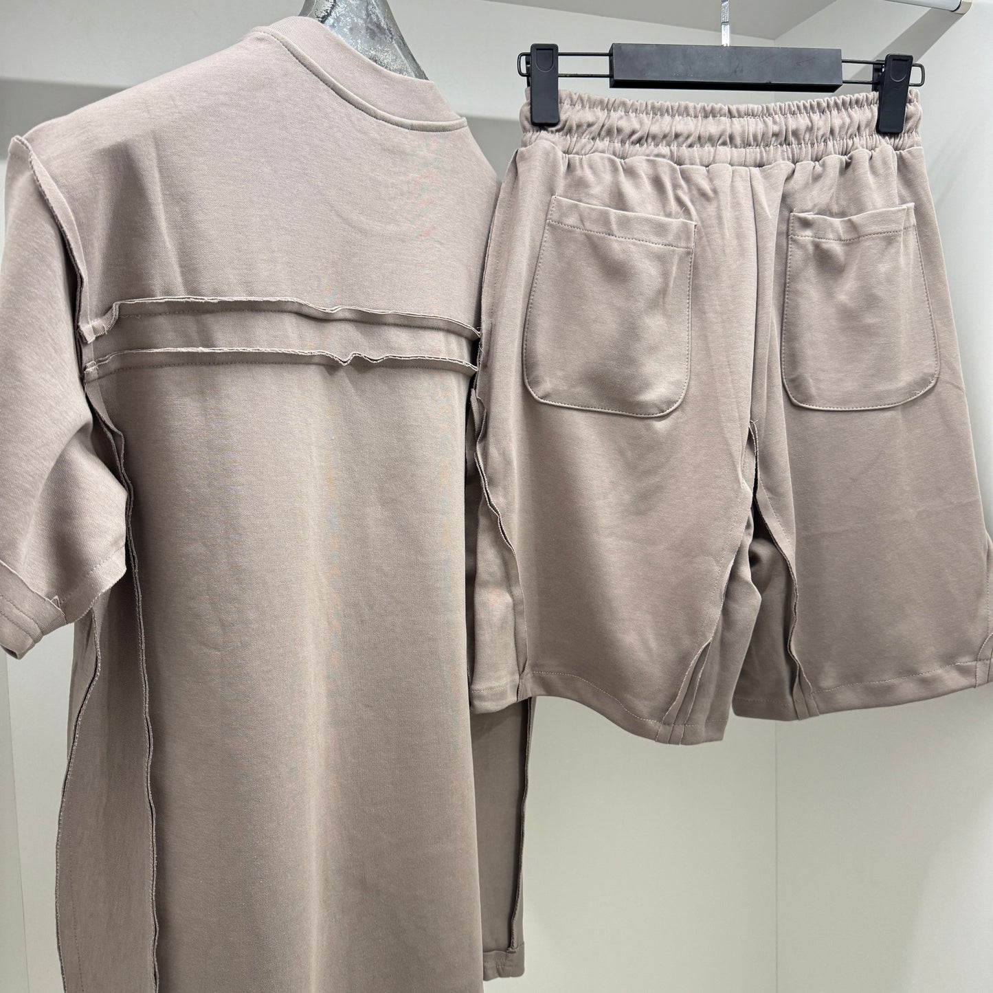 EKS002 Designer Short Set Beige Мъжки Летен Екип