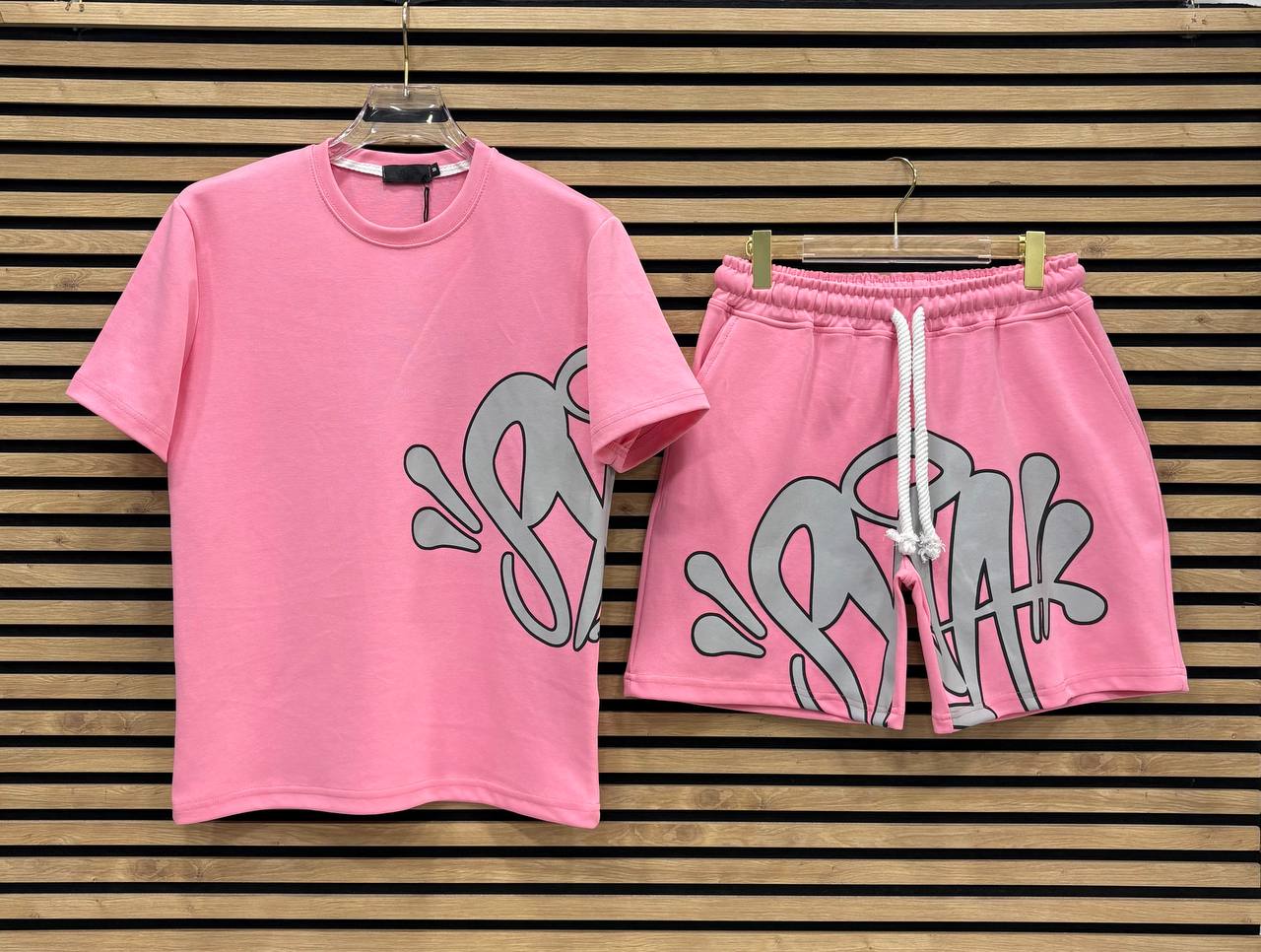 SYNWD034 Мъжки Къс Екип Pink