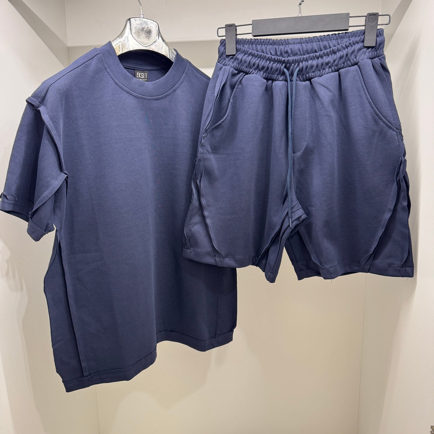EKS003 Designer Short Set Blue Мъжки Летен Екип