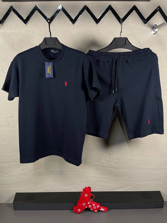 POL006 Мъжки Къс Летен Екип Navy Blue