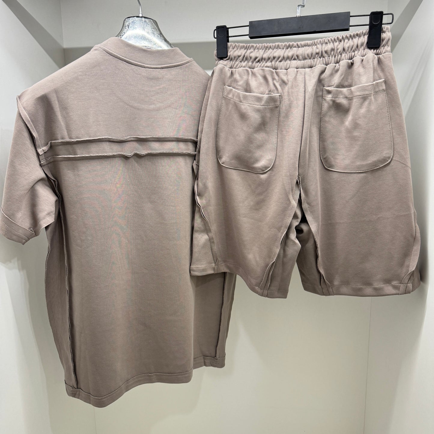 EKS002 Designer Short Set Beige Мъжки Летен Екип