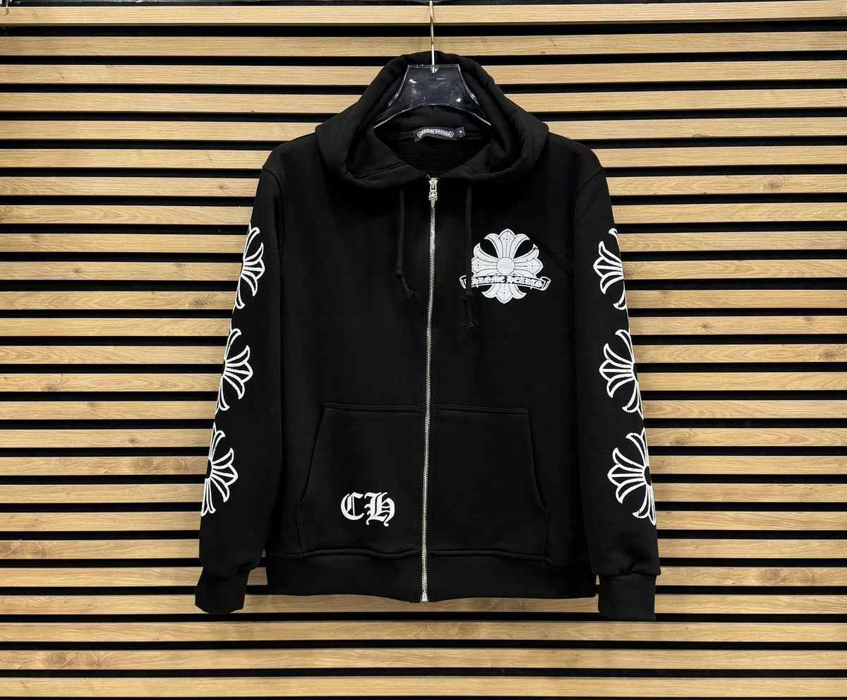 CHRHS10 Мъжки Суичър Zip-Up Black/White