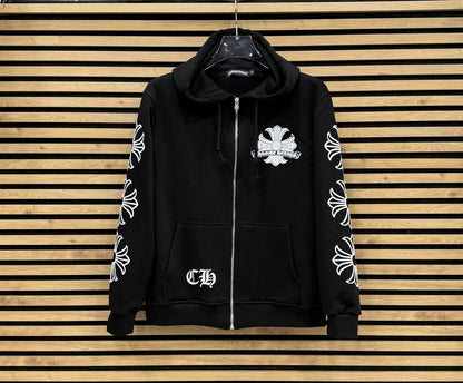 CHRHS10 Мъжки Суичър Zip-Up Black/White