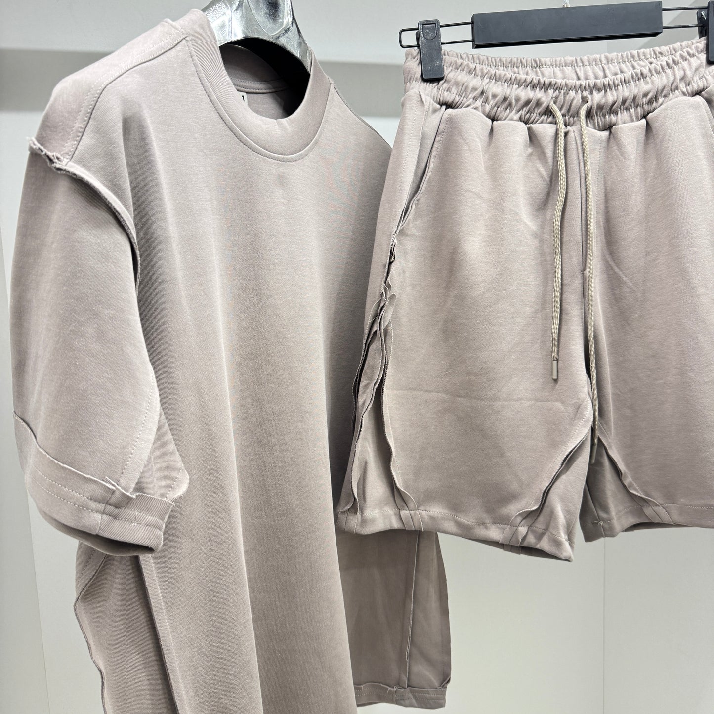 EKS002 Designer Short Set Beige Мъжки Летен Екип