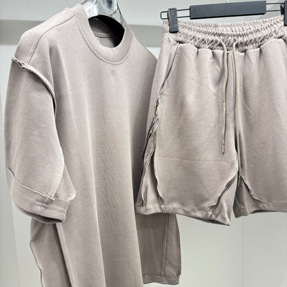 EKS002 Designer Short Set Beige Мъжки Летен Екип