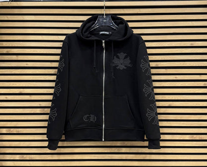 CHRHS09 Мъжки Суичър Zip-Up Black/Gray