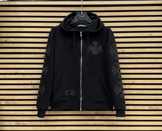CHRHS09 Мъжки Суичър Zip-Up Black/Gray