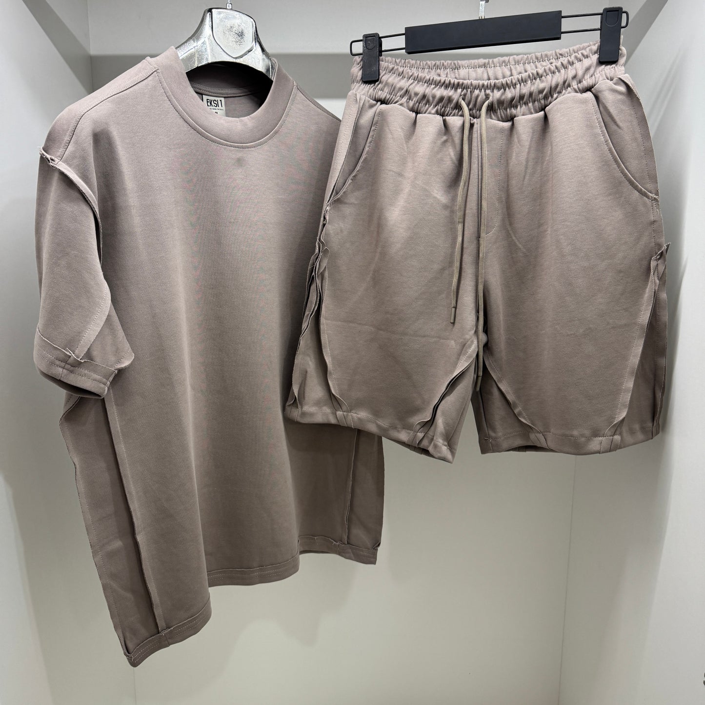 EKS002 Designer Short Set Beige Мъжки Летен Екип