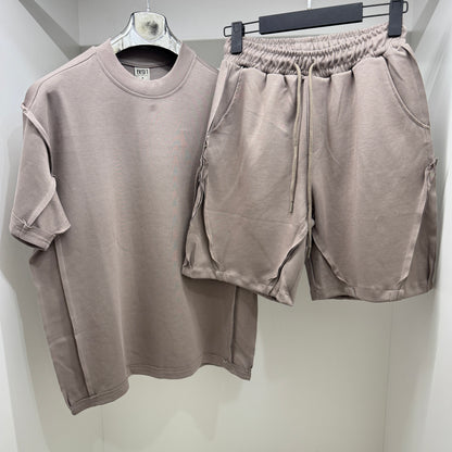EKS002 Designer Short Set Beige Мъжки Летен Екип