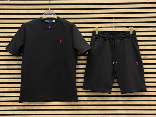 POL003 Мъжки Къс Летен Екип Black/Red